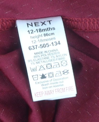 Next Girls Red Velvet A-Line Party Dress 2XS Short Sleeve Winter