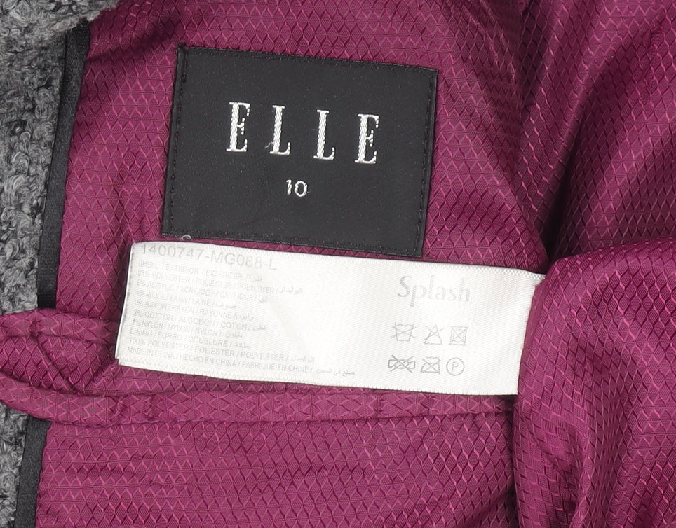 ELLE Women's Grey Tweed Long Overcoat Size 10 Lined Autumn Winter