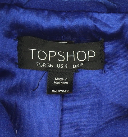 Topshop Women's Blue Wool Blend Mid-Length Pea Coat Size 8