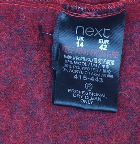 Next Women Red Wool Blend Mid-Length Overcoat Size 14