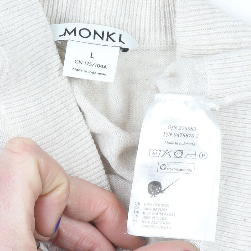Monki Women’s Beige Cotton Mock Neck Relaxed Fit Jumper Size L