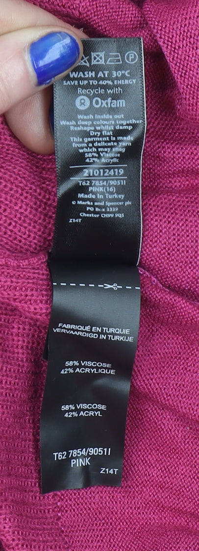 Marks & Spencer Women’s Pink Scoop Neck Knit Jumper Size 16