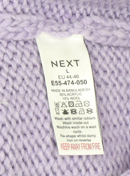Next Women’s Purple L Knit Wool Blend Crew Neck Jumper L Long Sleeve
