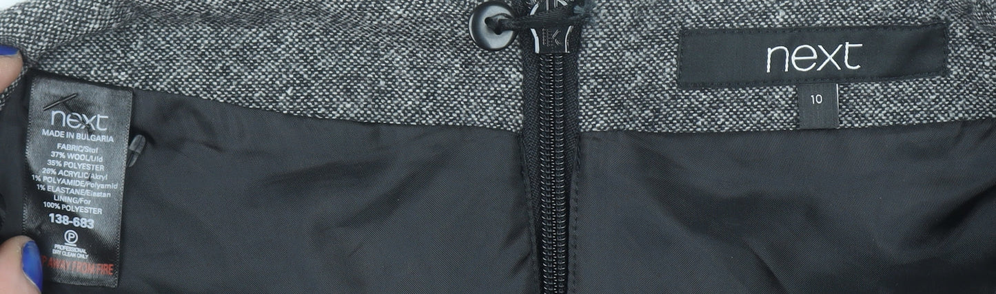 Next Women Grey Wool Tweed Pencil Skirt Size 10 Knee Length Workwear