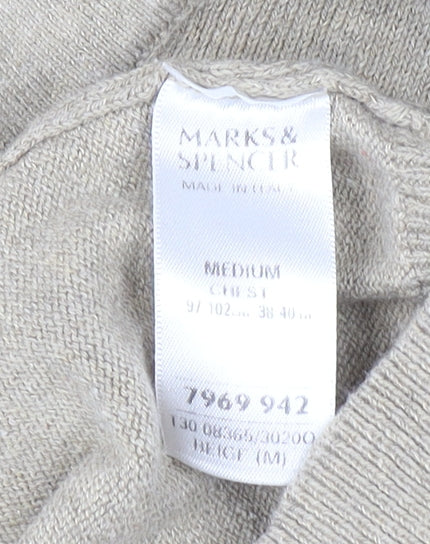 Marks & Spencer Women Beige Collared Wool Cashmere Pullover Jumper M