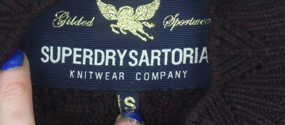 Superdry Womens Brown Cable-Knit Pullover Jumper Size S