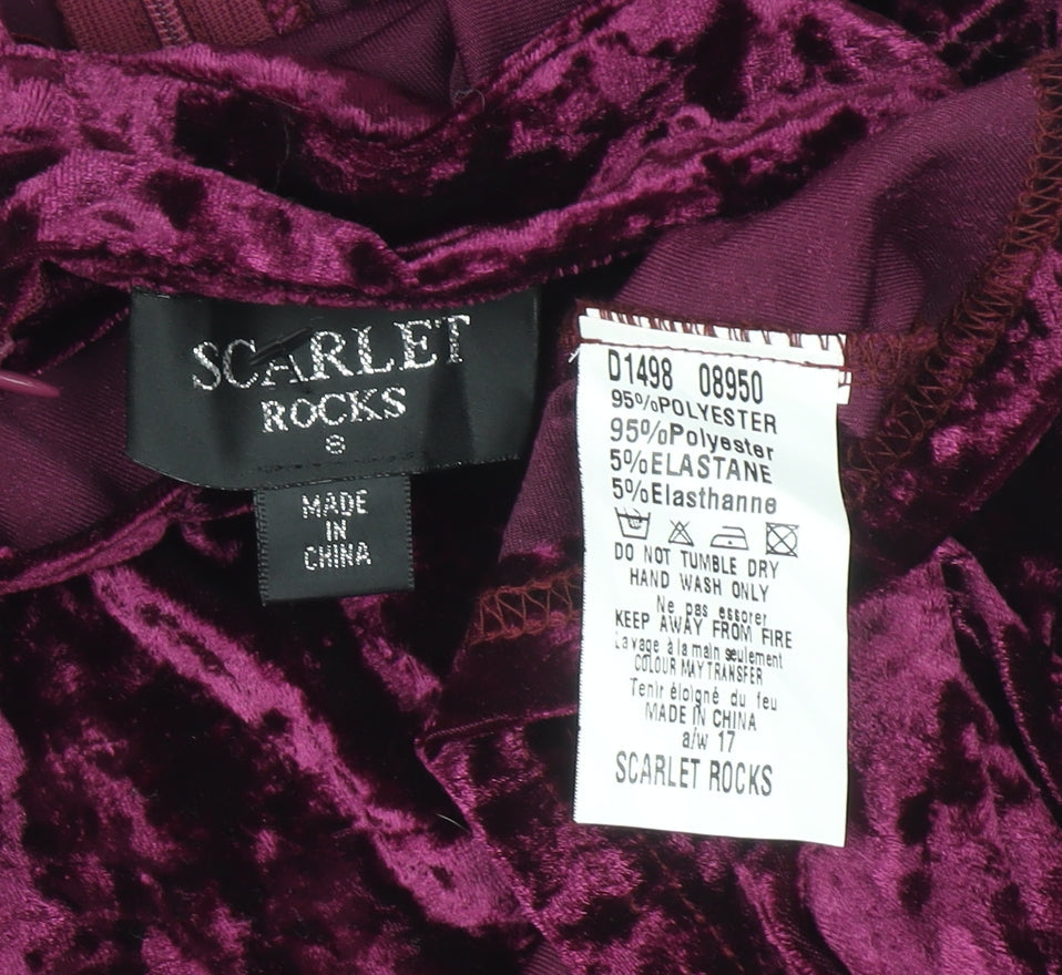 Scarlet Rocks Womens Purple Velvet Bodycon High Neck Dress Size 8