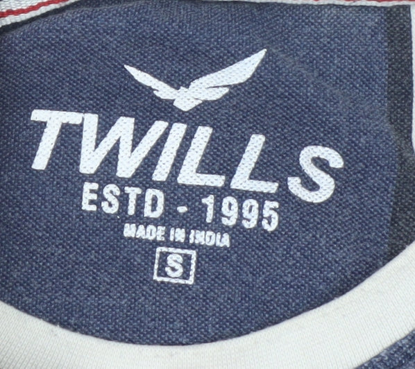 Twills Men's Blue Striped Crew Neck Short Sleeve T-Shirt Size S