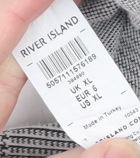 River Island Men's Grey Check Slim Chino Trousers XL