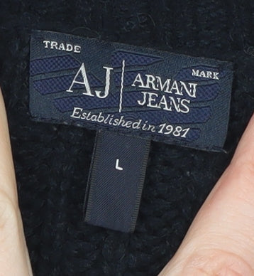 Armani Jeans Women's Black Wool Blend Cape Jumper L