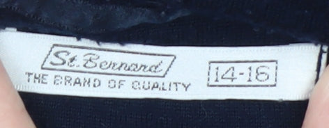 St Bernard Womens Navy Full Zip Fleece Hoodie Size 14-16