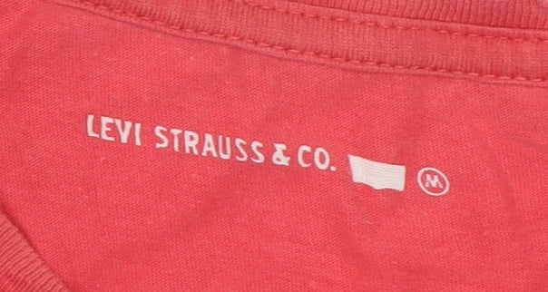 Levi's Mens Red Graphic Logo T-Shirt Size M Crew Neck Short Sleeve