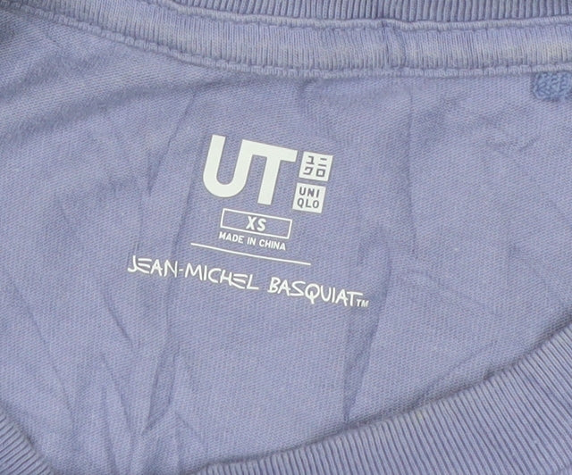 Uniqlo Women Purple Jean-Michel Basquiat Cropped Graphic T-Shirt XS