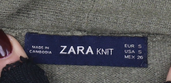 Zara Women’s Green Long Sleeve Belted Cardigan Knit S
