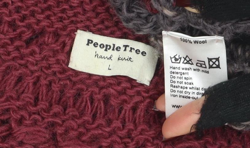 People Tree Women’s Multicoloured Wool Open-Knit Pullover Jumper L