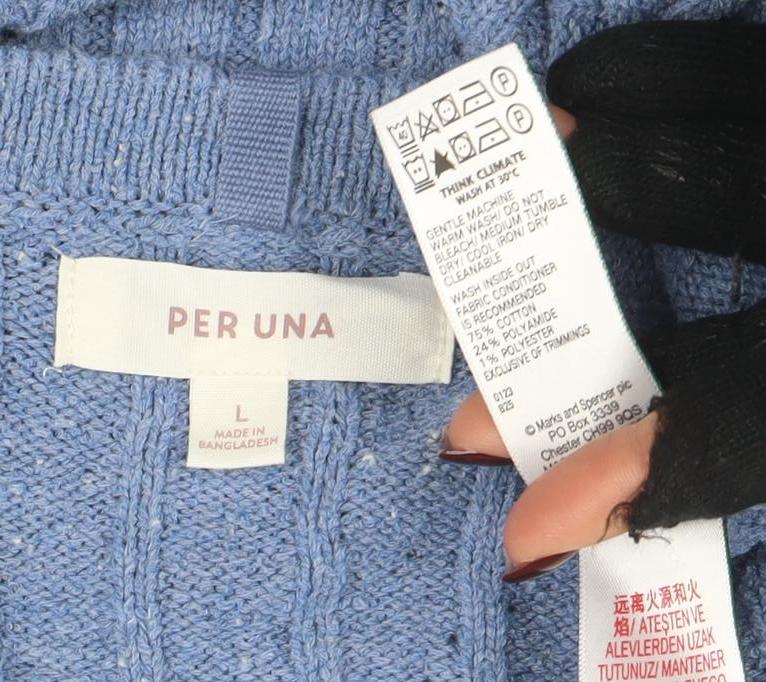 Per Una Women's Blue Wool Blend Henley Jumper Size L