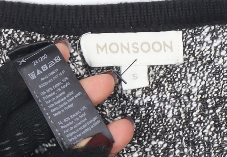 Monsoon Women’s Grey Knit Cardigan Small Long Sleeve Cotton Blend
