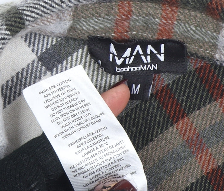 boohooMAN Men's Multicoloured Checked Flannel Button-Up Shirt M