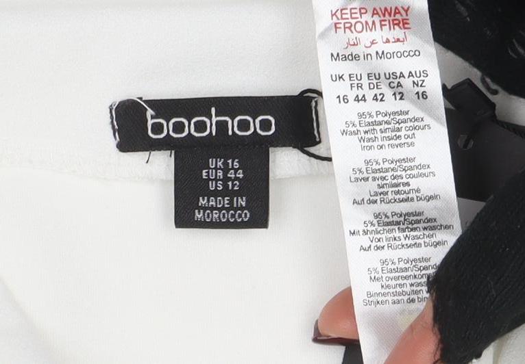 Boohoo Women's White Strapless Basic Stretch Tank Top Size 16
