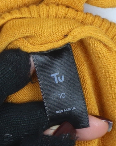 Tu Women’s Yellow Acrylic Long Sleeve Scoop Neck Jumper Size 10