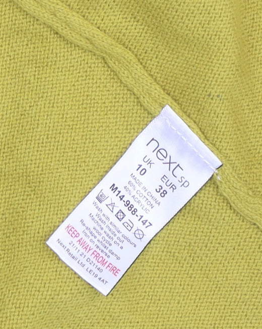 Next Women Yellow V-Neck Open Knit Long Sleeve Cardigan Size 10