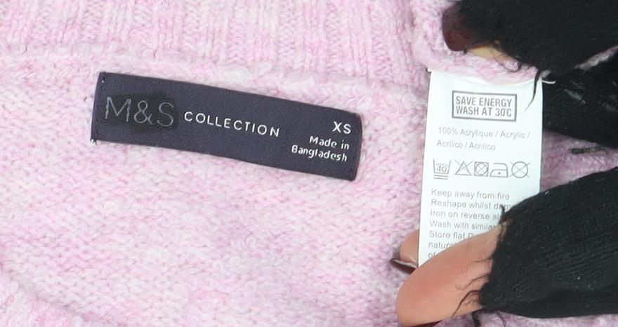 Marks & Spencer Women Pink Crew Neck Long Sleeve Jumper XS