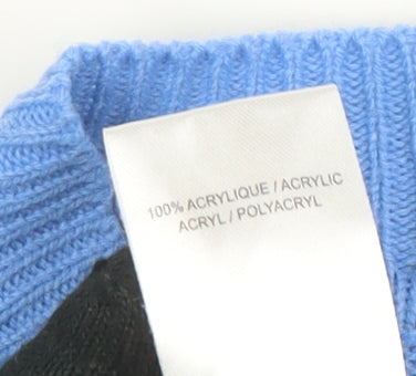 Damart Women's Blue Mock Neck Acrylic Jumper Size 2XL