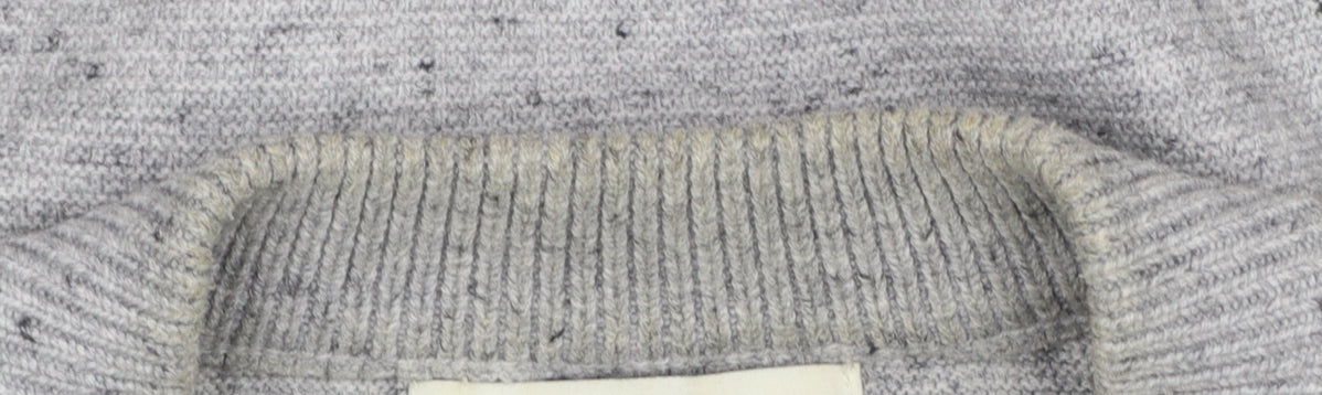 Marks & Spencer Men's Grey L 1/2 Zip Cotton Blend Jumper