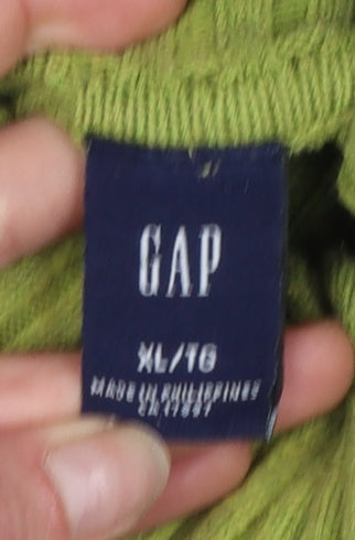 Gap Women's Green Roll Neck Rib Knit Cotton Jumper XL