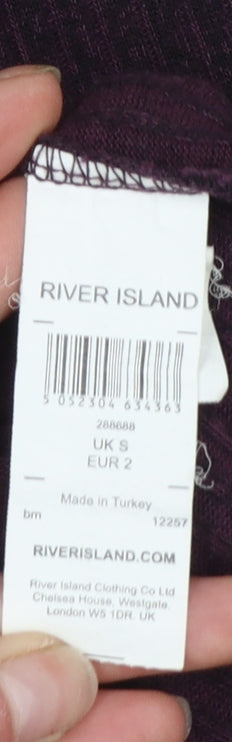 River Island Women’s Purple Roll Neck Knit Long Sleeve Top Size S