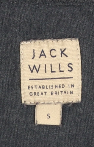 Jack Wills Men Blue Small Graphic Print Crew Neck Cotton T-Shirt