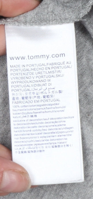 Tommy Hilfiger Womens Grey Cotton Basic Short Sleeve T-Shirt M