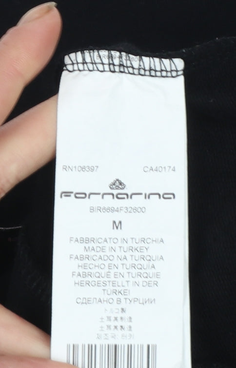 Fornarina Womens Black Wrap Ruffle Blouse M Long Sleeve Classic Workwear