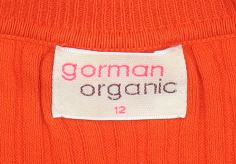 Gorman Women’s Orange Organic Cotton Scoop Neck Pullover Jumper Size 12