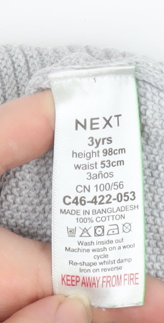 Next Boys Grey Cotton Jumper 3 Years Crew Neck Pullover