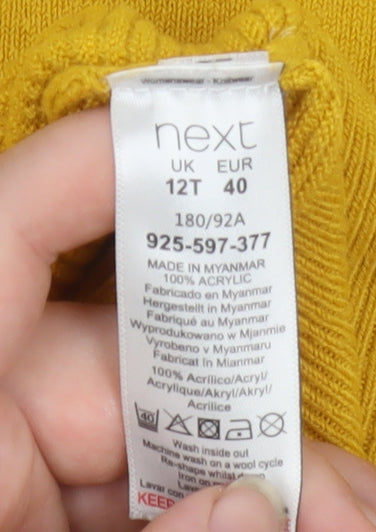Next Women's Yellow Roll Neck Acrylic Knit Jumper Size 12 Tall