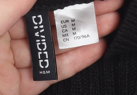 H&M Divided Women Black Ribbed Long Sleeve Mock Neck Jumper M