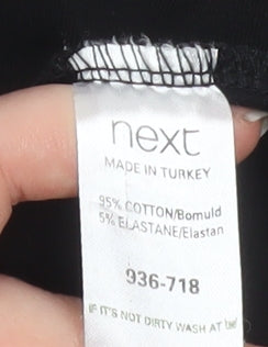 Next Women's Black Roll Neck Long Sleeve Cotton Stretch Top Size 8