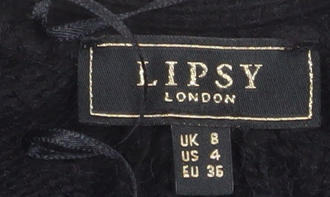 Lipsy Women’s Black Chunky Knit Longline V-Neck Cardigan Size 8
