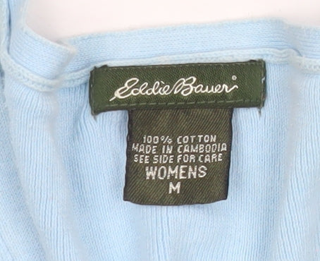 Eddie Bauer Womens Blue Cotton V-Neck Long Sleeve Pullover Jumper M