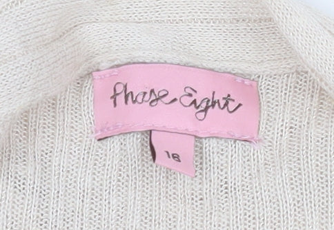 Phase Eight Women Beige Long Sleeve Open Knit Cardigan Size 16