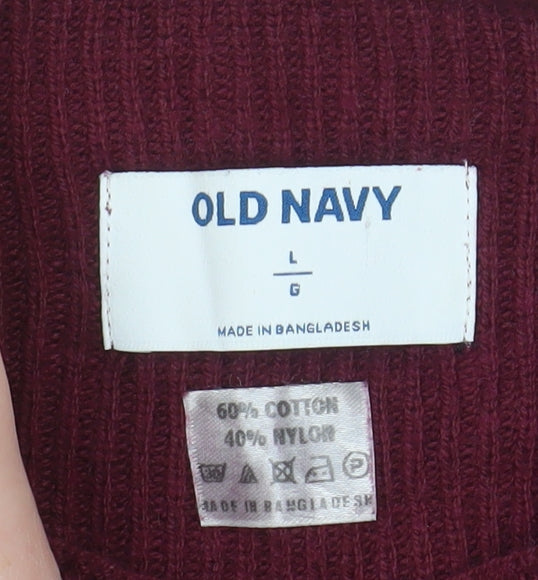 Old Navy Men's Red Mock Neck Pullover Jumper Size L Cotton Blend