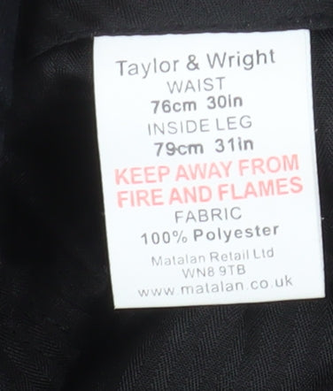 Taylor & Wright Men's Black 30in Waist 31in Leg Dress Trousers