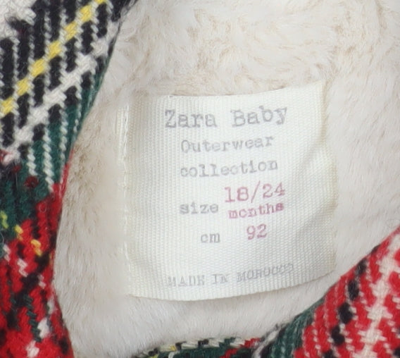Zara Baby Unisex Multicoloured Check Wool Blend Pea Coat 18-24 Months