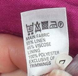 Marks & Spencer Women Magenta Linen Blend Short Sleeve Blazer Size 16
