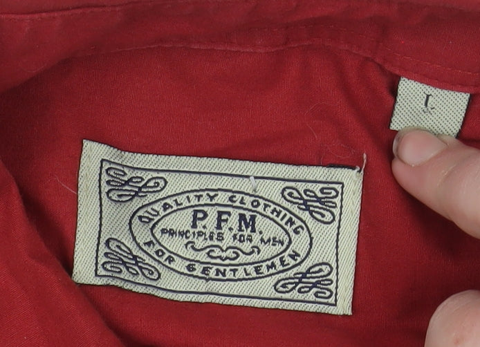 Principles For Men Red Short Sleeve Button-Up Shirt Size L