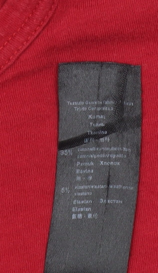 Emporio Armani Men Red Crew Neck Short Sleeve T-Shirt Size M Cotton Blend