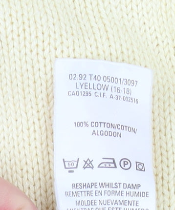 Marks & Spencer Womens Yellow Cotton Pullover Jumper Size 16-18