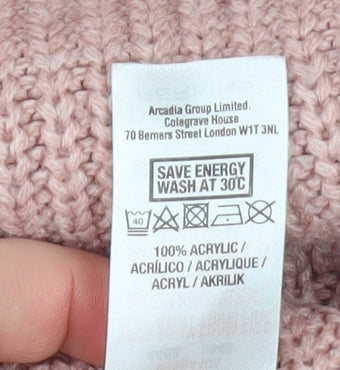 Dorothy Perkins Women’s Pink Chunky Knit Crew Neck Jumper Size 8