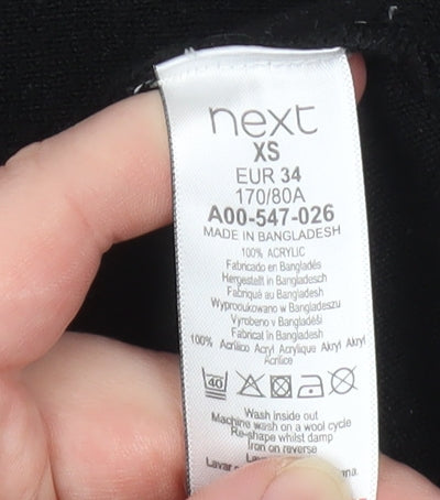 Next Women's Black XS Acrylic Crew Neck Long Sleeve Jumper